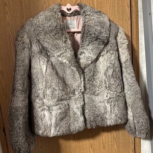 Elegant authentic rabbit Fur Teddy Jacket in Gray